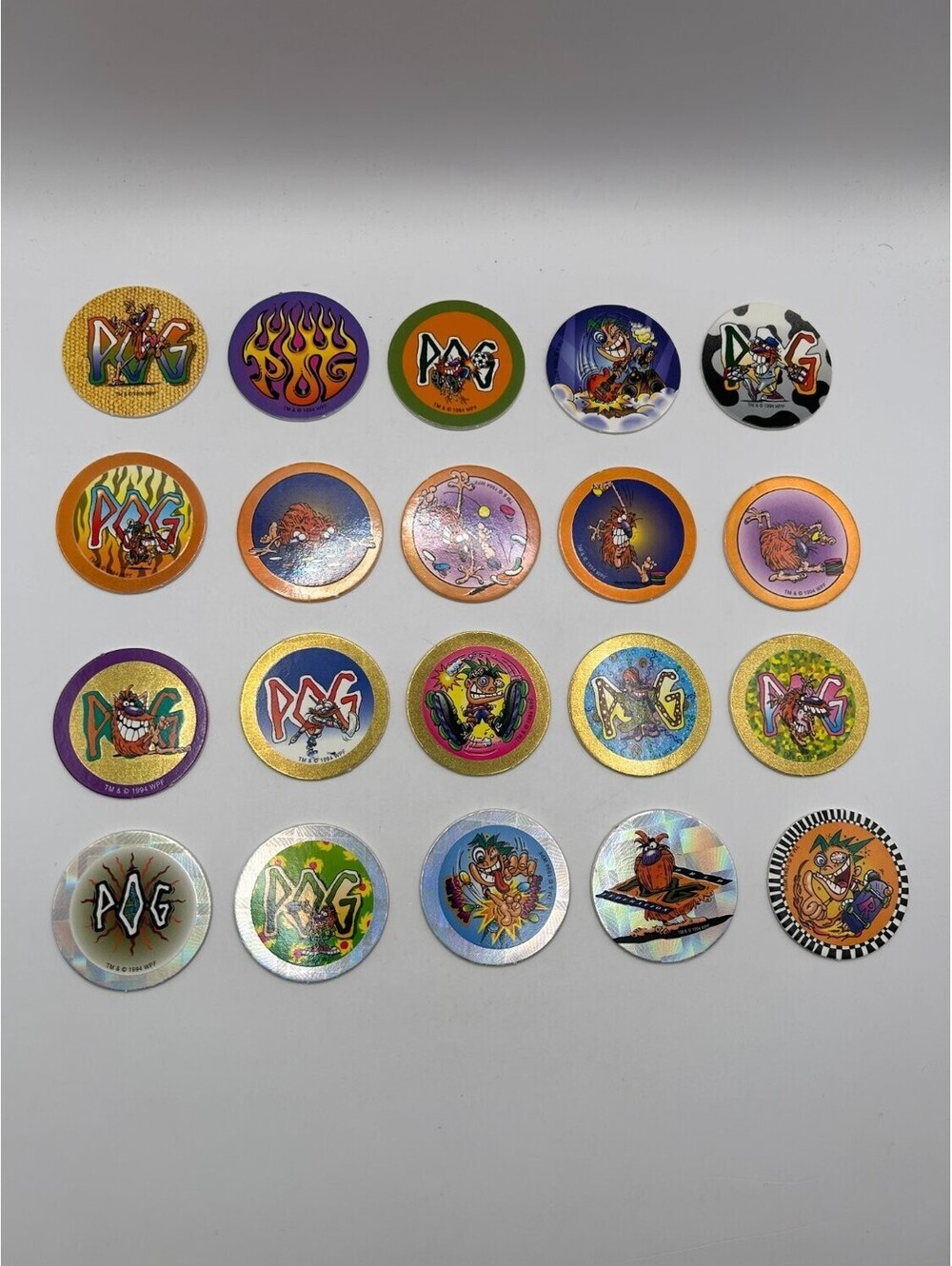 Wpf Series 1 milk cap game pogs lot Pogman Pog mascot multicolor 1994 numbered
